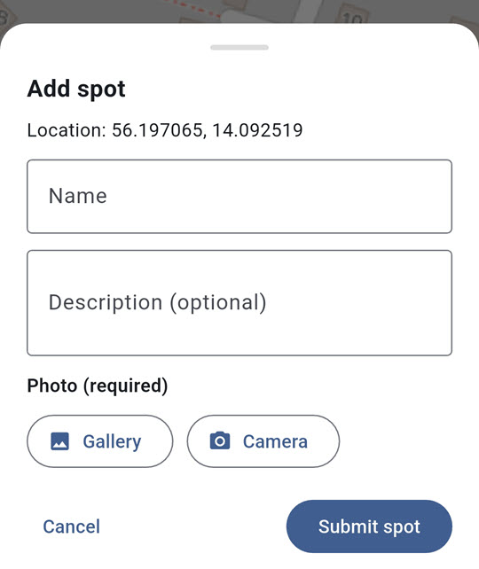 Create a new spot in Spotswalk