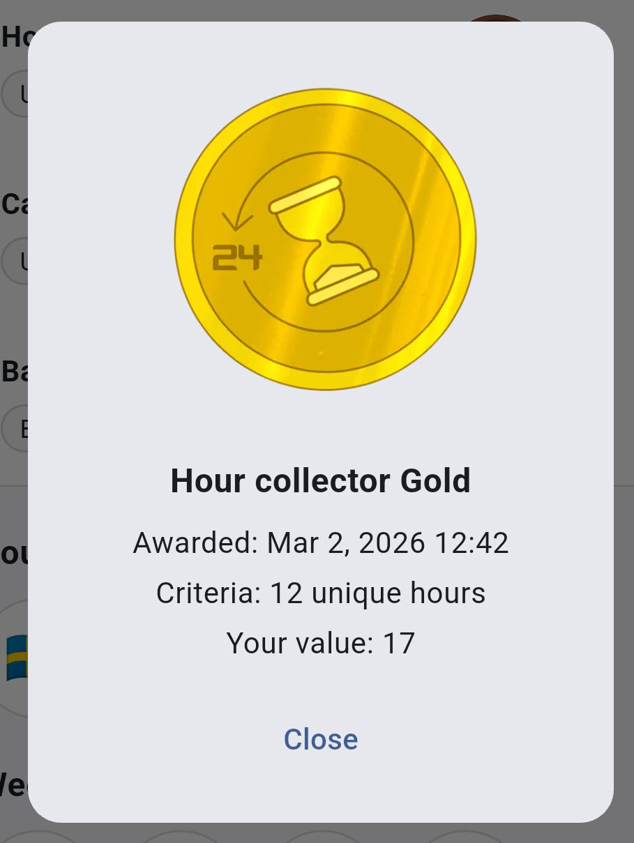 Spotswalk badge reward screen